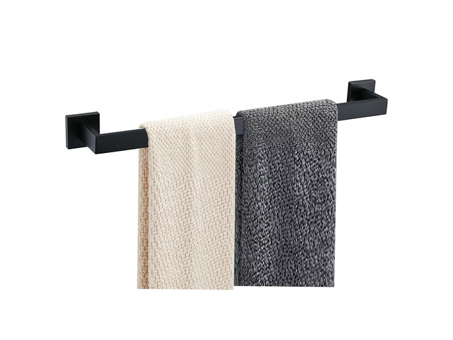 Towel Bar - 23.6 Inch Bathroom Towel Holder - Matte Black Stainless Steel Towel Racks for Bathroom Wall Mounted, Towel Rod for Bathroom Wall