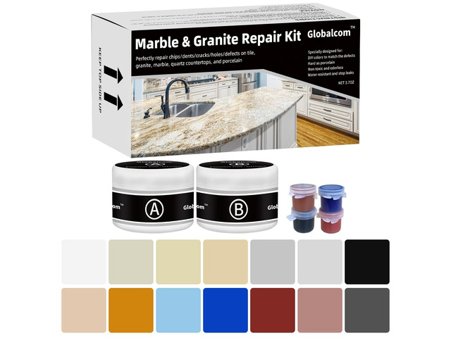 Marble and Granite Repair kit for Porcelain Stone and Quartz Countertops Tile repair kit for Chips Dents Cracks holes Scratchs, Fix Chipped Edges...