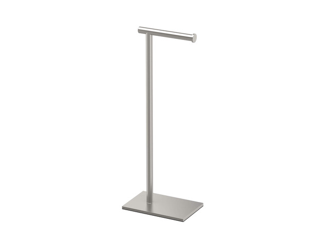 1431SN Bathroom Toilet Paper Holder Stand, Freestanding Tissue Roll Holder, Weighted Base, Satin Nickel, 22.25 Inch, Modern Rectangle Base