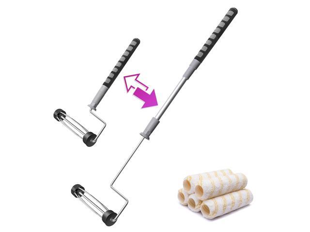 6pcs House Paint Roller Kit, 9 inch Extendable Roller Frame with 5 Microfiber Roller Covers 1/2' Nap, Adjustable Painting Roller (18' - 36') for...