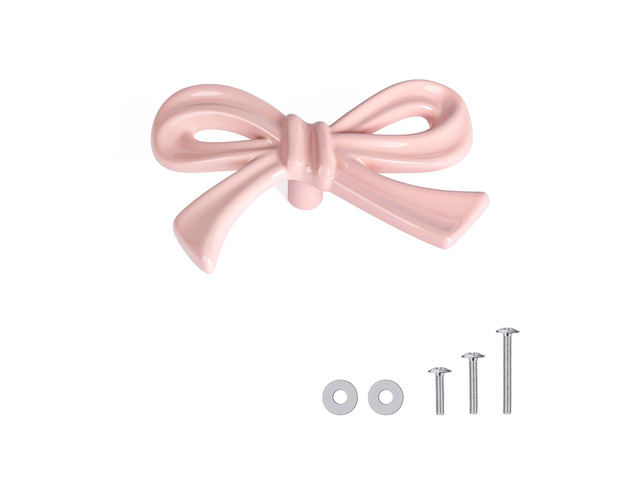 8 Pack Large Pink Bow Dresser Cabinet Knobs, 2.7 Inches Bow Dresser Knobs Decorative Cabinet Drawer Pull Handles for Girls Bedroom and Nursery...