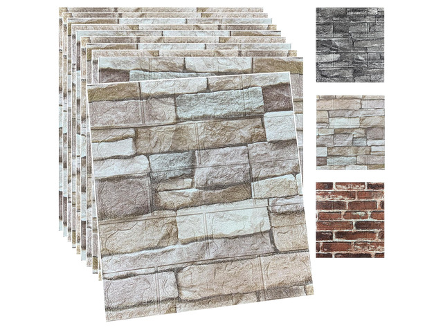 20PCS 3D Wall Panels Peel and Stick Foam 3D Brick Wallpaper Peel and Stick Faux Stone Wall Panel Self-Adhesive Wallpaper (20PCS, Rock Color)