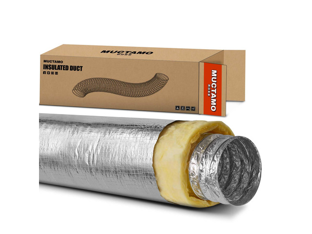 6 Inch 25 Feet R4.2 Insulated Flexible Duct High-Efficiency Thermal Insulation Suitable for Heating & Cooling