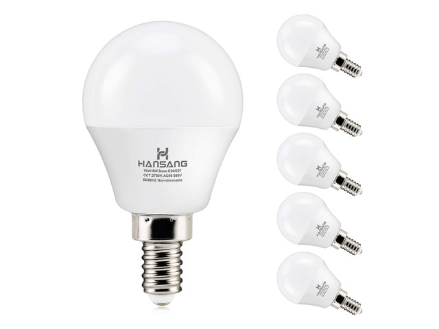 E12 LED Bulb 60W Equivalent Candelabra Light Bulbs 2700K Warm White Small Base Light Bulb, 6W A15 LED Ceiling Fan Light Bulbs, CRI85+, 120V 600LM...
