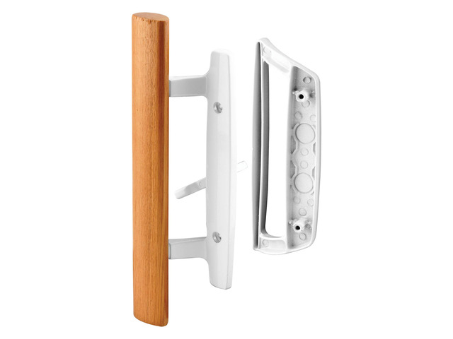 Sliding Glass Door Handle Set, White, 3-15/16 in. Hole Spacing