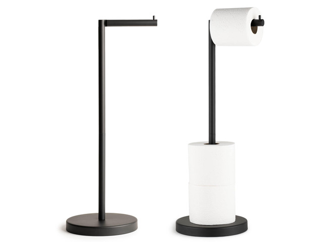 Free Standing Toilet Paper Holder Stand 1pc - Bathroom Storage for 4 Rolls of Toilet Tissue Modern Stainless Steel Matte Black - Toilet Roll Stand