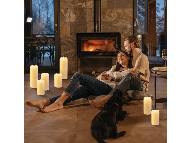 Flickering Flameless Candles with 3D Moving Flame, Last 1000+ Hours Battery Operated Candles with Timer, Ivory Real Wax Pillar Electric LED Candle...