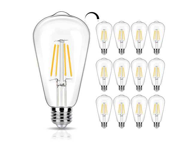 12 Pack Dimmable LED Light Bulbs 40 Watt Equivalent, ST19 Vintage E26 Edison Bulbs, 2700K Soft Warm White 4W LED Bulbs, Antique Filament Decorative...
