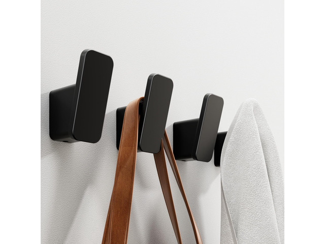 4-Pack Matte Black Towel Hook for Bathroom, Robe Coat Hook, Heavy Duty Wall Hooks for Hanging Bag Hat Mudroom Bedroom Shower Closet, Drill in...