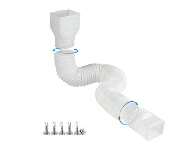 White 1-Pack Rain Gutter Downspout Extensions Flexible, Drain Downspout Extender,Down Spout Drain Extender, Gutter Connector Rainwater...