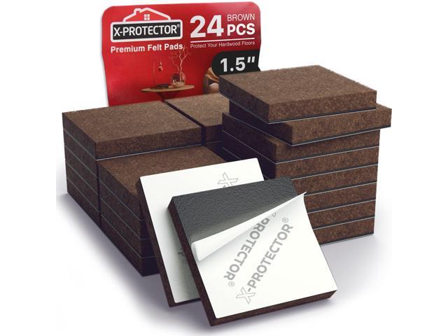 24 Heavy-Duty Felt Furniture Pads 1.5 1/4 Square Felt Pads Thick Pads for Furniture Feet - Best Felt Floor Protectors for Furniture to Prevent...