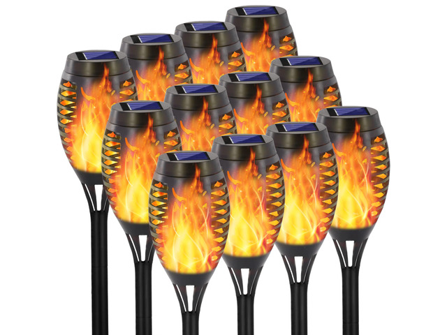 12 Pack Solar Torch Light, Solar Lights Outdoor IP 65 Waterproof, Vivid Flickering Flame, Garden Decoration, LandscapeTorches, Mini 12 Leds