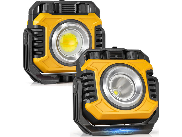 2-Pack 2400LM Magnetic Rechargeable Work Light, Up to 80 Hours Dual-Sided LED Work Light, Stepless Dimming 2700K-8000K, Magnetic Flashlight with...