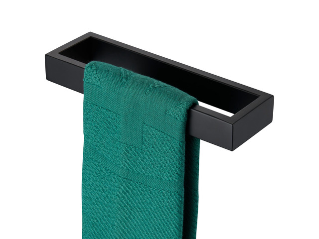 Towel Ring Matte Black Hand Towel Bar Holder 9-Inch Kitchen Rack Stainless Steel for Bathroom Hardware Wall Mounted, 1 Pack B4008BK-L9