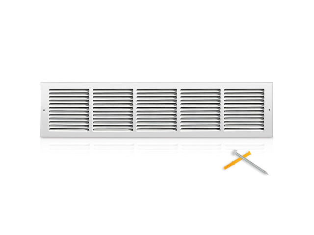 30x6 Duct Opening Steel Return Air Grille Vent Cover Grill for Sidewall and Ceiling HVAC Cold Air Intake Grille White Outer Dimensions:...