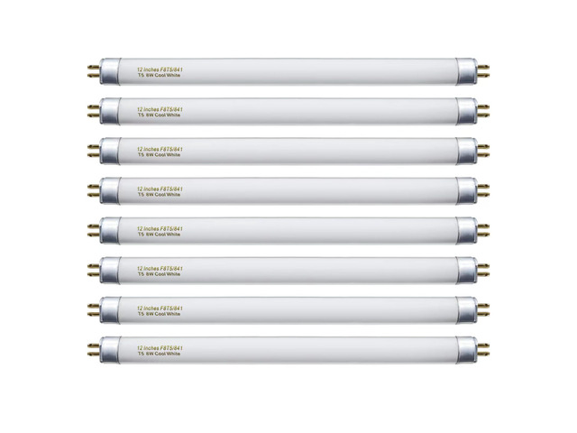 8 Pack F8T5/CW Fluorescent Bulbs, T5 12 inch 8 Watts Under Cabinet Light Bulb Cool White, G5 Mini Bi 420 Lumen