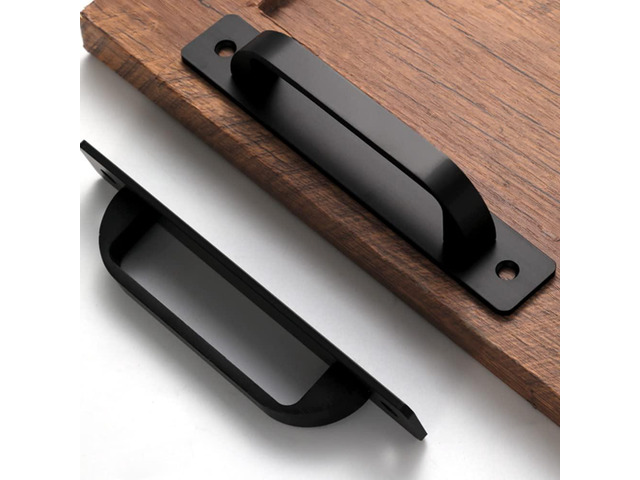 12 Pack 5 Inch 128 mm Matte Black Square Cabinet Handles with Base Plate Aluminum Cabinet Pulls Drawer Pulls Sliding Door Pulls Black Cabinet Handles