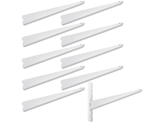 10 Pack Adjustable Shelf Brackets for Double Track System Closet Organization Heavy Duty Wire Shelf Brackets(White,16.5 Inches)