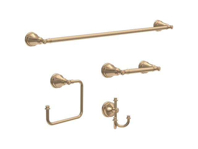 Mylan 4-Piece Bathroom Set Champagne Bronze 18' Towel Rack, Toilet Paper Holder, Hand Towel Holder, Hook Bathroom Accessory Set Towel Holder...