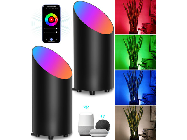 5W Smart Floor Can Light Dimmable Uplights Indoor, RGBCW, 2PCS Up Lights Indoor with Timer, 2700K-6500K, Alexa & Google Assistant, Color Changing...