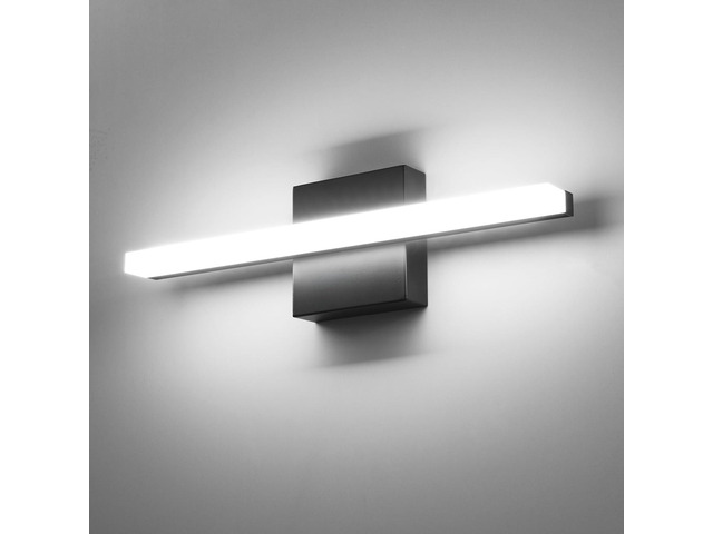 Black Bathroom Light Fixtures Over Mirror Lighting Gentle, 9W 16 Inch Modern LED Small Vanity Lamp Bar IP44 Slim Linear Bath Wall Sconces for...