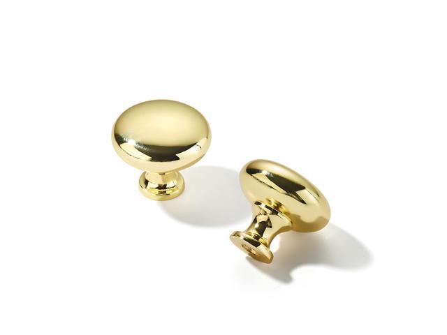 10 Pack 1-1/4 inch(32mm) Polished Brass Cabinet Knobs Dresser Knobs Round Drawer Knobs Kitchen Cabinet Hardware Zinc Knobs for Dresser Drawers