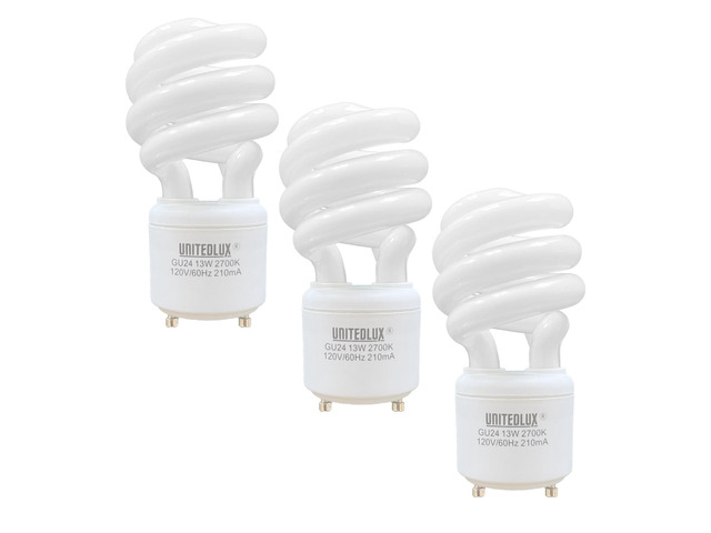 13Watt T2 Spiral CFL GU24 2 Prong Light Bulb Base 2700K 900lm 120v 60Hz Light Bulb- Mini Twist Lock Spiral -Self Ballasted Compact Fluorescent Soft...