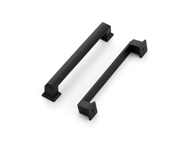 Matte Black Cabinet Pulls, 5 Inch (128mm), 10 Pack Zinc Alloy Handles, Square Bar Grip, Kitchen Cabinet Update, For Cupboards, Drawers, Dressers,...