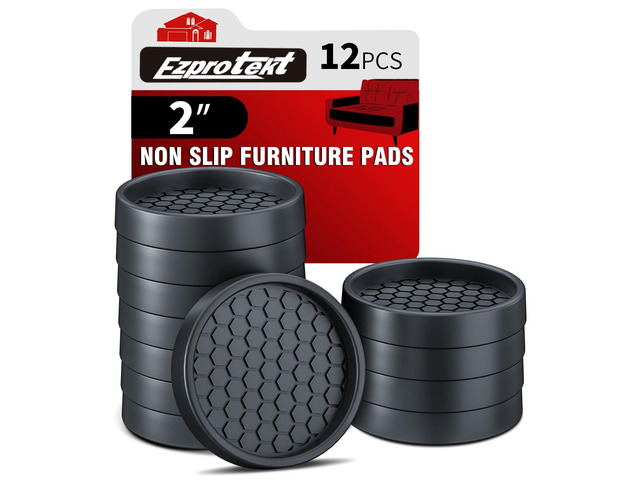 Non Slip Furniture Pads, 12 Pcs 2' Anti Skid Rubber Furniture Caster Cups, Anti-Slip Furniture Coasters for Hardwood Floors, Anti Slide Floor...