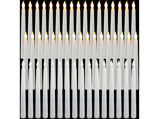 50 Pcs 8.5 Inch White LED Flameless Taper Candles Bulk Battery Operated Taper Candles, Artificial Flickering Candlesticks, for Wedding Church...
