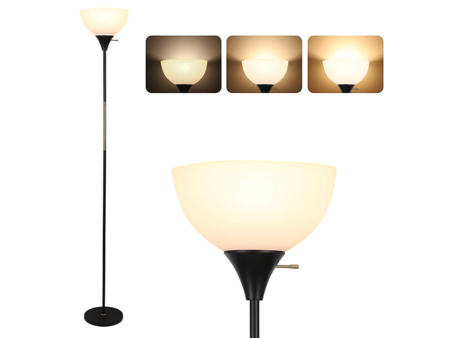 Floor Lamp, Dimmable Standing Lamp, 3 Levels Brightness Led Floor Lamp Rotary Switch Floor Lamps Modern Industrial Lamp with Shade, Tall Lamps for...