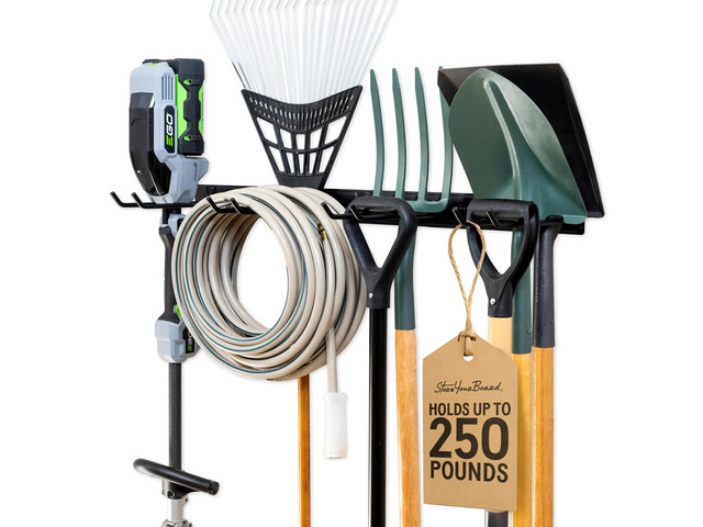 Garage Tool Organizer, 36 in, Holds 250 lb Garden Tool Rack Wall Mount, Garden Tool Organizer, Shovel Wall Mount, Rubber Coated Hooks