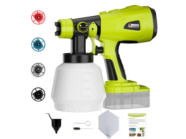 Paint Sprayer for Ryobi One+ 18V Battery w/1000ML Large Container, Even Coverage, No Clogging, Handheld Cordless Painting Spray Gun for Small and...
