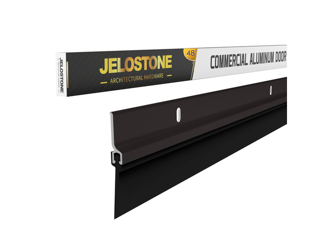2 Pack - 48'' Commercial Door Bottom Sweep (Dark Bronze Anodized), Heavy Duty Aluminum, Fire Rated, Vinyl Insert, JS-NV307, Ideal for Residential &...