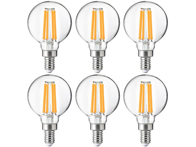 G16.5 Dimmable LED Candelabra Bulbs 60W Equivalent, LED E12 Chandelier Light Bulbs, 550LM, CRI90, 5.5W, AC 120V, 6 Pack, 2700K Soft White