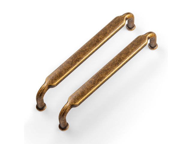 5 Inch Hole Center Antique Brass Zinc Alloy Cabinet Pulls Kitchen Cabinets Hardware, 6 Pack Vintage Brass Solid Cabinet Handles Drawer Pulls
