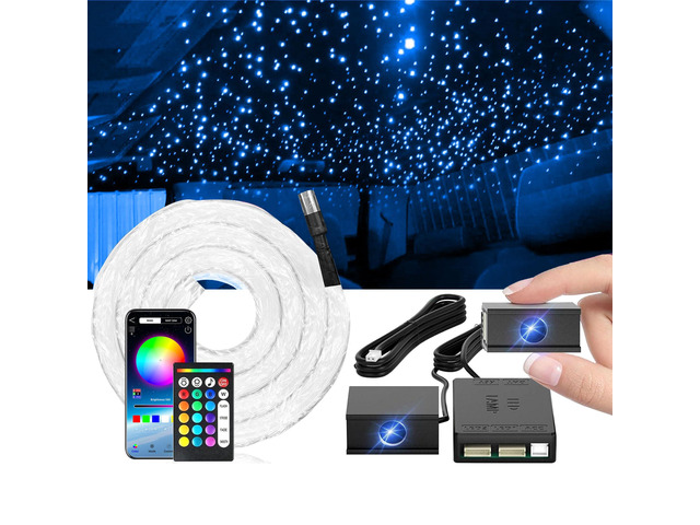 Split Starlight Headliner Kit - 400pcs 0.02in 4.9ft Fiber Optic RGBW Star Lights for Car with 2 Light Heads 16W Engine Easy to Hide,Flexible...