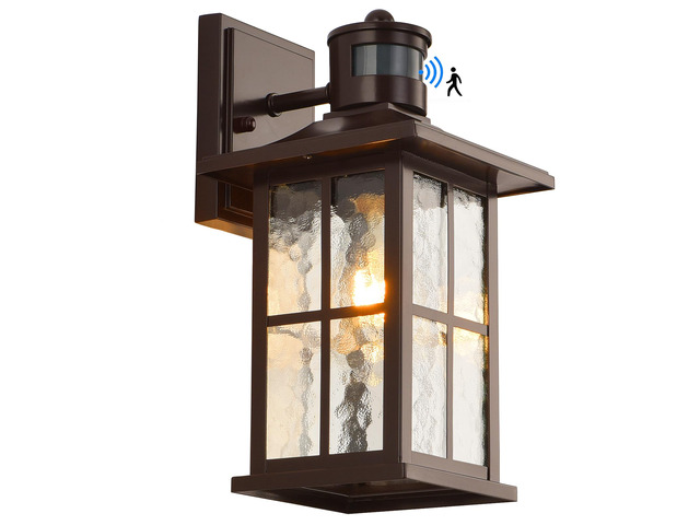Motion Sensor Outdoor Wall Lantern Brown Dusk to Dawn Exterior Porch Light Outside Garage Sconce Lighting Fixture Waterproof Farmhouse Wall Mount...