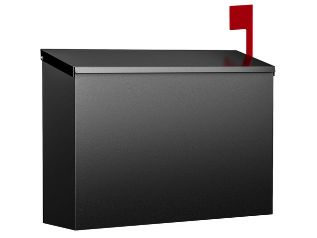 Wall Mount Mailbox for Outside Large Capacity, Black Rust-Proof Mail Box with Stay-Open Lid & Red Flag Kit, Galvanized Steel, Weather-Resistant...