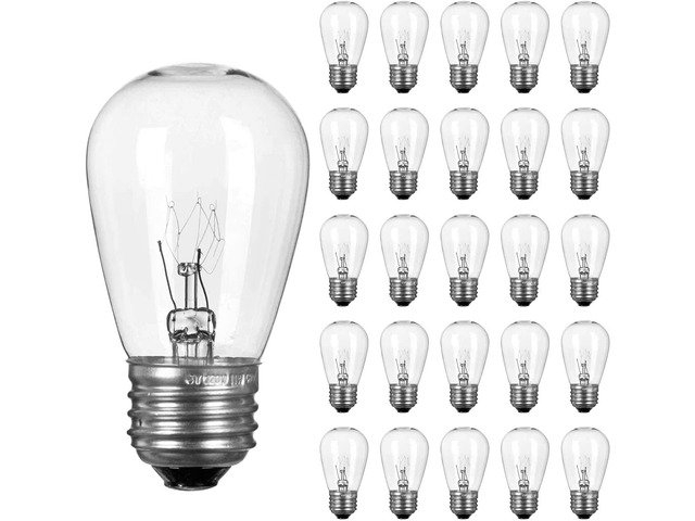 48 Pack S14 Incandescent Light Bulbs, Glass, 11W 2700K, Warm White Waterproof, Dimmable E26 Edison Bulbs for Indoor Outdoor String Lights, Patio...