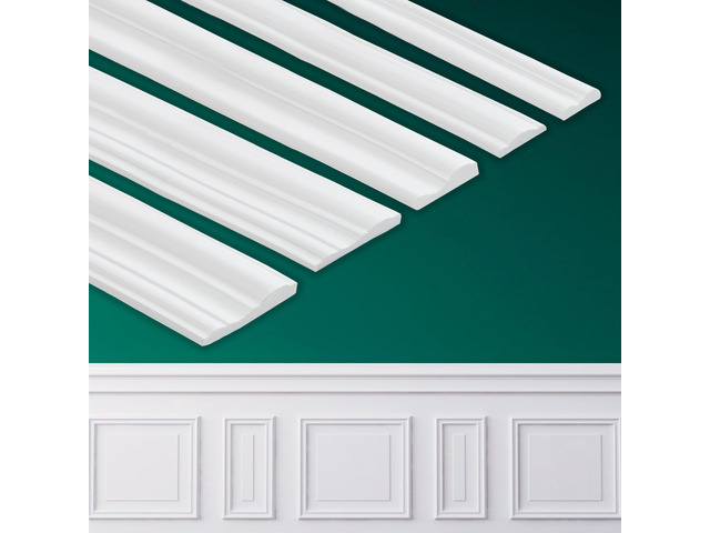 Peel and Stick Wall Molding, Chair Rail Wainscoting Panel, Finish Trim for Home Decoration (Paintable White, 19.6ft x 1.6in)