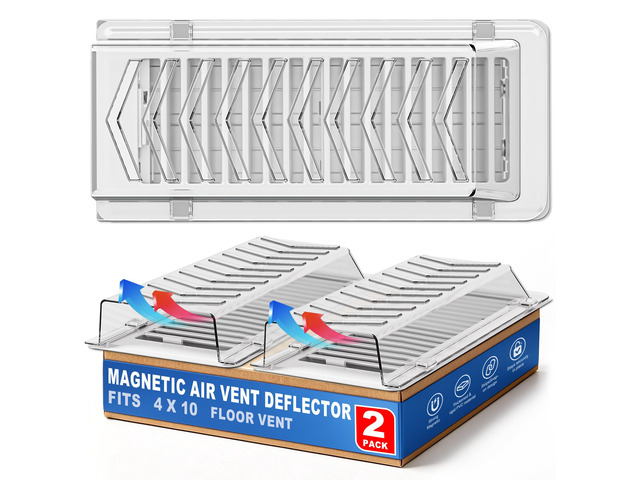 Super Magnetic Vent Deflector, Sideways Air & Heat Deflectors 2 Pack One-Piece Snap-Lock Vent Redirector for Wall, Floor & Ceiling Vents, Fits...