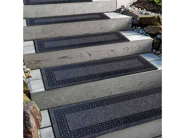 6pcs 8.5' x 30' Stair Treads for Dogs on Wooden Steps, Gray. Outdoor Non Slip, Heat Insulation, Rubber, Runner Rug, Staircase Mat