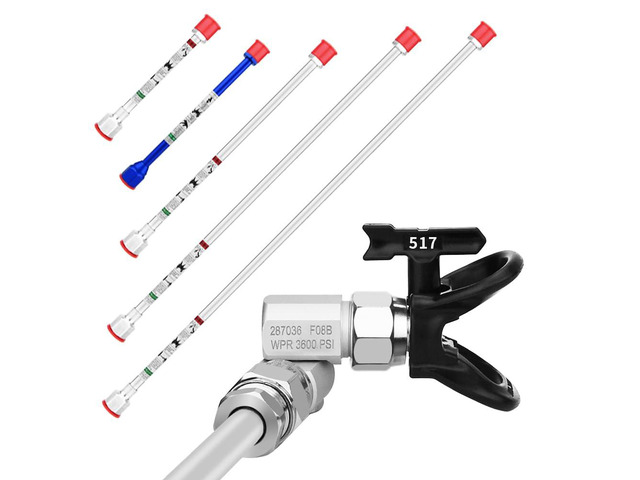 8 Piece Set of Extension Pole Rod,Airless Paint Sprayer Gun Tip Extension Pole,with Swivel Joint Reversible Spray Tips and Tip Guard Protector (8in...