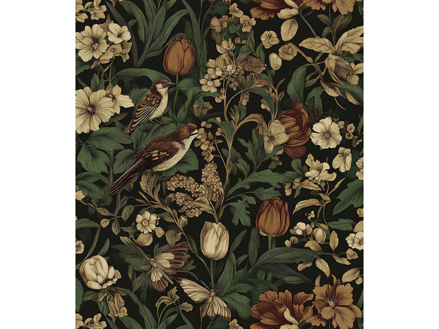 Vintage Floral Peel and Stick Wallpaper Dark Floral and Birds 17.3' x118' Contact Paper DIY Self Adhesive Removable Wallpaper for Bedroom...