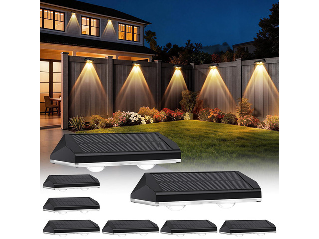 Solar Fence Lights Outdoor, 3 Modes Warm/Neutral/Cool White Fence Lights Solar Powered for Outside, IP65 Waterproof, 60 Lumens Solar Light for...