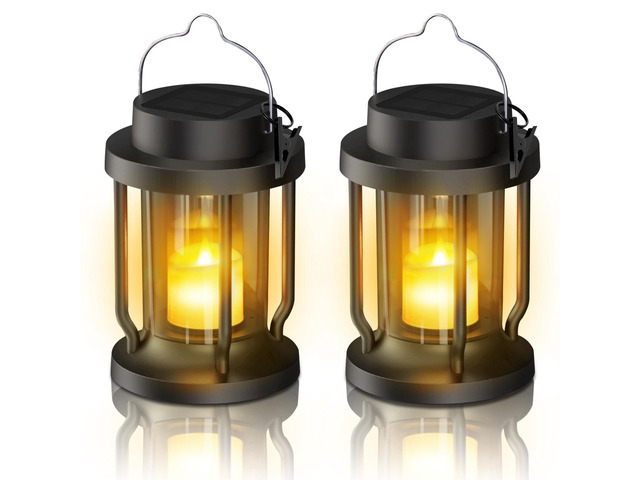 Solar Lantern Outdoor Indoor Use Hanging Solar Lights with Realistic Flickering Flameless Candle, Weatherproof for Garden Decor, Patios, Trees,...