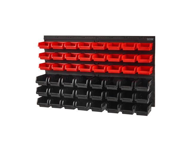48-Bin Wall Mounted Storage Bins Parts Rack Organizer Garage Shop Tool Organizer for Screws, Nuts, Bolts, Nails, Beads, and Small Hardware Parts,...
