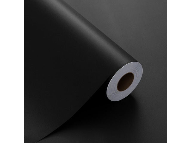 24'x786' Black Wallpaper Peel and Stick Black Contact Paper Matte Solid Textured Self Adhesive Removable Thick Vinyl Film Roll for Cabinets Bedroom...