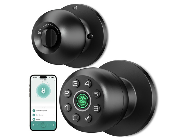 Fingerprint Door Lock, biometric smart Door knob, with keypad and app Control, keyless Door Lock, Suitable for bedrooms, Offices, Hotels,...